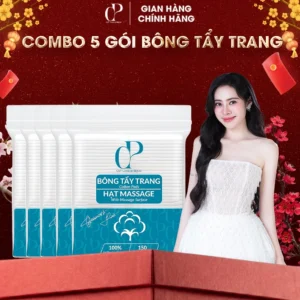 Combo 4 Gói | 600 Miếng Bông Tẩy Trang Q.P Cosmétique Không Xơ Không Rách, Hạt Massage Sạch Sâu